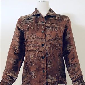 Chico’s Top Blouse Silk Scenic Button-up Shirt Style  Size 0